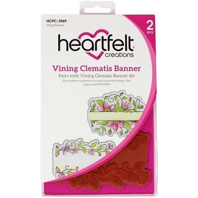 Heartfelt Creations - Vining Clematis Banner - Cling Rubber Stamp - HCPC3969 - 2pcs