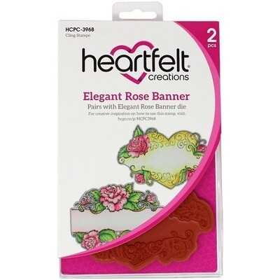 Heartfelt Creations - Elegant Rose Banner - Cling Rubber Stamp - HCPC-3968 - 2 pcs