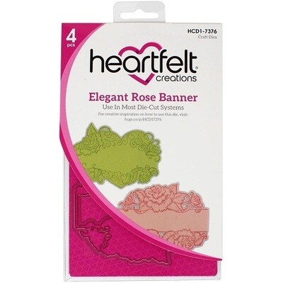 Heartfelt Creations - Elegant Rose Banner - Die Set - HCD1-7376 - 4 pcs