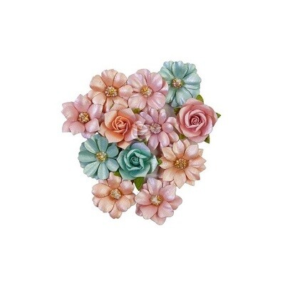 Prima Marketing - Mulberry Paper Flowers - Peach Tea Collection - Sunshine Bliss - 658656 -12 pcs