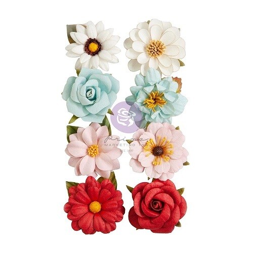 Prima Marketing - Mulberry Paper Flowers - Candy Cane Lane Collection - Letters For Santa - 661861 - 8 pcs