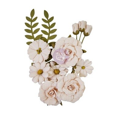 Prima Marketing - Mulberry Paper Flowers - Farm Sweet Farm Collection - Porcelain - 658410 - 12 pcs