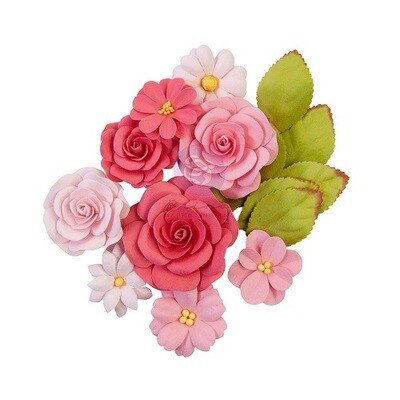 Prima Marketing - Mulberry Paper Flowers - Painted Collection - Rosy Hues - 658540 - 16 pcs