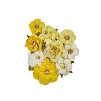 Prima Marketing - Mulberry Paper Flowers - Majestic Collection - Bright Lights - 658427 - 9 pcs