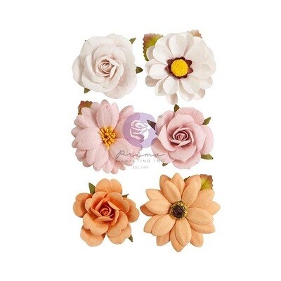 Prima Marketing - Mulberry Paper Flowers - Luna Collection - Pumpkin Spice - 661908 - 6 pcs