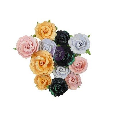 Prima Marketing - Mulberry Paper Flowers - Luna Collection - Witches Brew - 661070 - 12 pcs