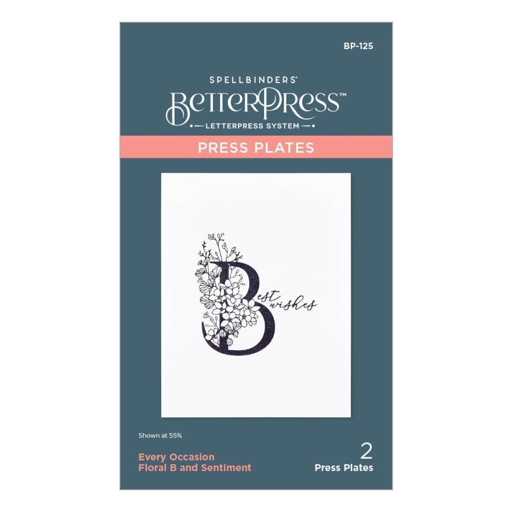 Spellbinders Paper Arts - Betterpress - Press Plate - By Paul Antonio - Floral Alphabet - Letter B - BP125 - 2 pcs