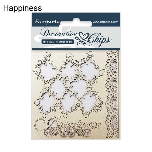 Stamperia - Decorative Chips - Happiness - SCB07 - 9.5 cm x 9.5 cm - 3.75&quot; x 3.75&quot;
