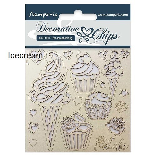 Stamperia - Decorative Chips - Ice Cream - SCB14 - 14 cm x 14 cm - 5.&quot;5&quot; x 5.5&quot;