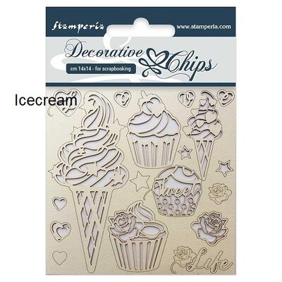 Stamperia - Decorative Chips - Ice Cream - SCB14 - 14 cm x 14 cm - 5.&quot;5&quot; x 5.5&quot;