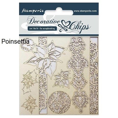 Stamperia - Decorative Chips -Poinsettia - SCB18 - 14 cm x 14 cm - 5.&quot;5&quot; x 5.5&quot;