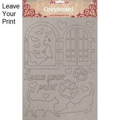 Stamperia GreyBoard / Chipboard Set - Leave Your Print - 29cm x 21 cm - 11.5" x 8.25"- KLSPDA419