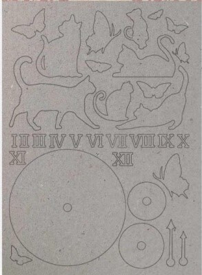 Stamperia GreyBoard / Chipboard Set  - Cats &amp; Clock - 29cm x 21 cm - 11.5&quot; x 8.25&quot;- KLSPDA418
