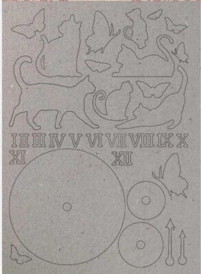 Stamperia GreyBoard / Chipboard Set - Cats & Clock - 29cm x 21 cm - 11.5" x 8.25"- KLSPDA418