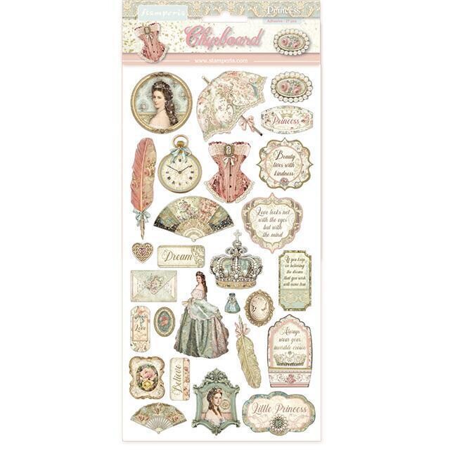 Stamperia - Chipboard - Princess - 6&quot; x 12&quot; - Self Adhesive -  DFLCB07