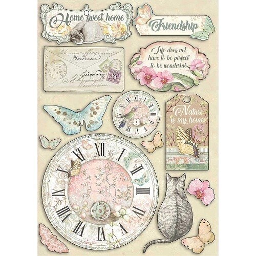 Stamperia - Wooden Shapes - Embellishments - Cats &amp; Orchids 1 - A5 (5.75&quot; x 8.25&quot;) - KLSP090