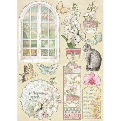 Stamperia - Wooden Shapes - Embellishments - Cats &amp; Orchids 2 - A5 (5.75&quot; x 8.25&quot;) - KLSP087