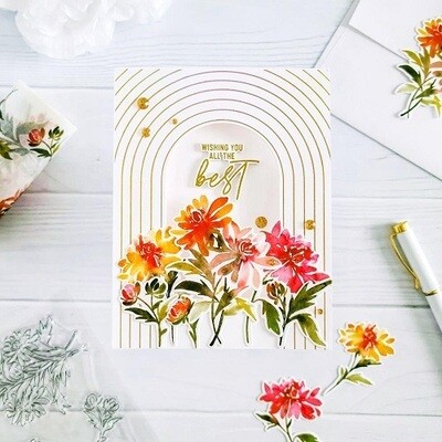 PinkFresh Studio - Die Set - Slimline - Chrysanthemum - 173322 - 3 pcs