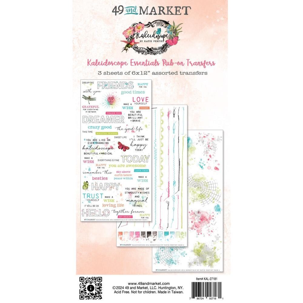 49 &amp; Market - Kaleidoscope Collection - Rub On Transfer Set - Essentials - 6&quot; x 12&quot; - KAL27181