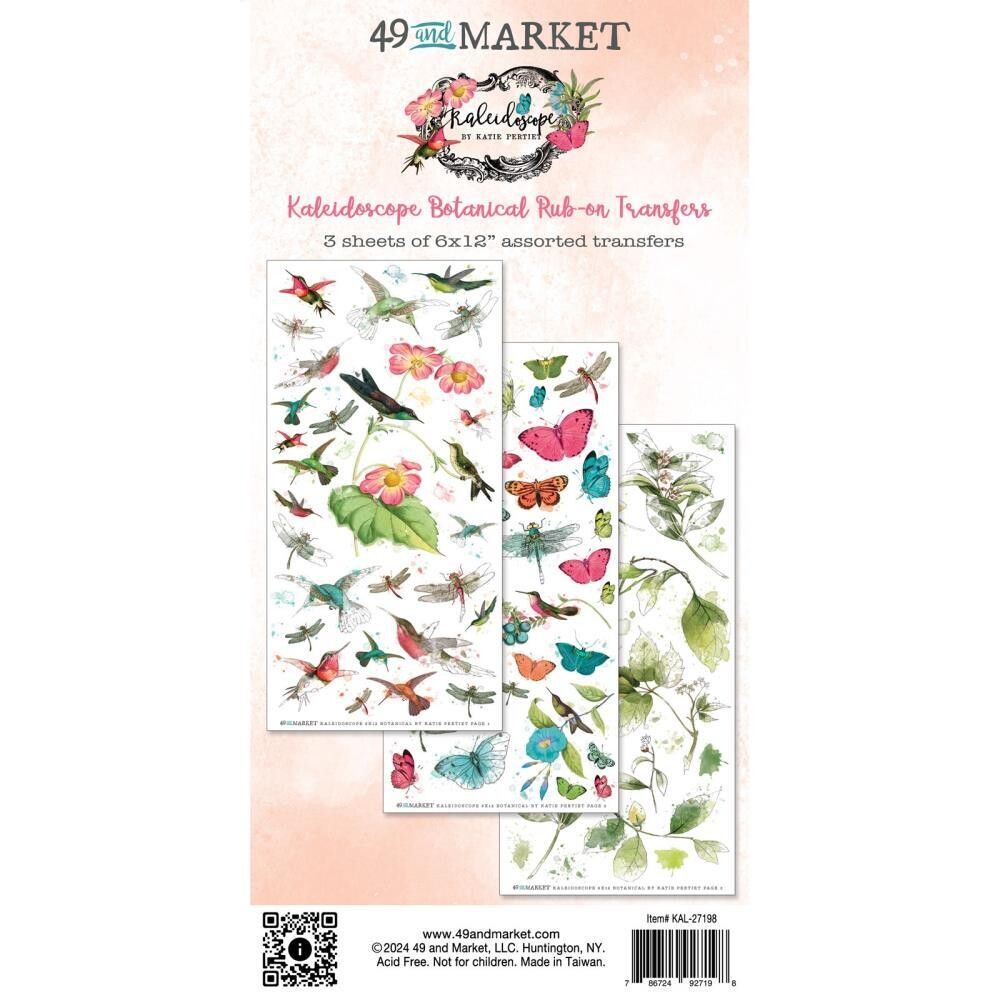 49 &amp; Market - Kaleidoscope Collection - Rub On Transfer Set - Botanical - 6&quot; x 12&quot; - KAL27198