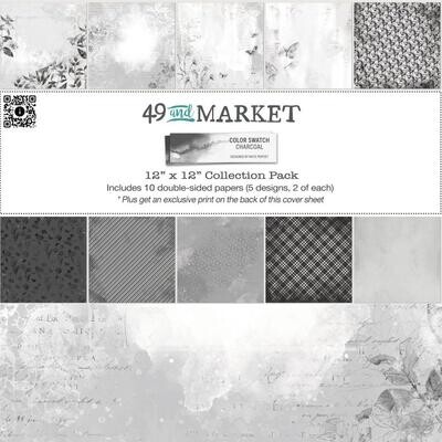 49 & Market - Color Swatch Collection - Charcoal - 12 x 12 Paper Pad - CCS27365 - 10 Sheets