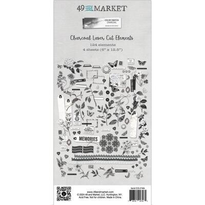 49 & Market - Colour Swatch Collection - Charcoal - Laser Cut Outs - Elements - CCS27464
