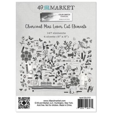 49 & Market - Colour Swatch Collection - Charcoal - Mini Laser Cut Outs - CCS27471