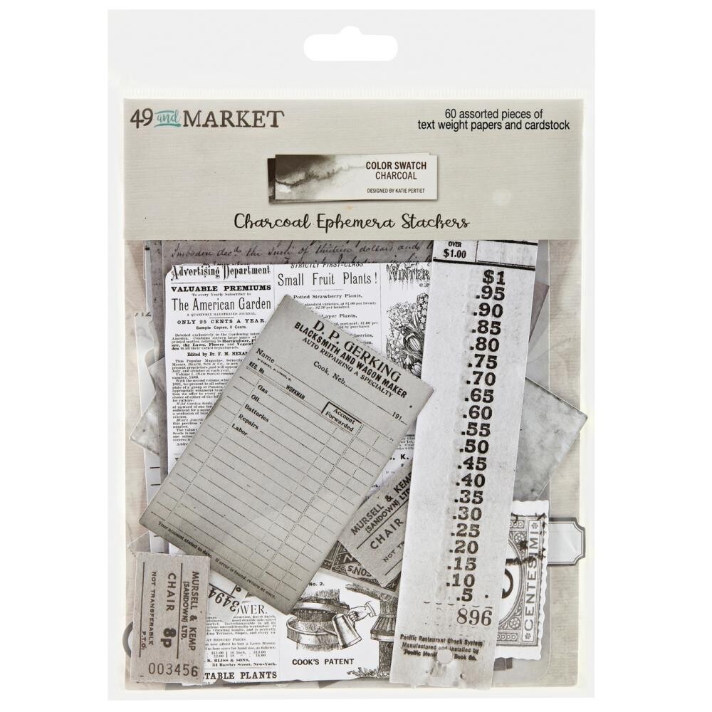 49 &amp; Market - Colour Swatch Collection - Charcoal - Ephemera Stackers - CCS27488 - 60pcs