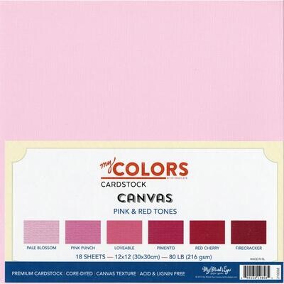 My Colors - Textured Cardstock - 12 x 12 Paper Pack - Pink &amp; Red Tones - 18 Pack - 80lb (216gsm) - MY210038