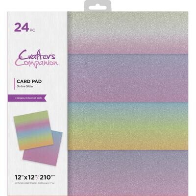 Crafters Companion - 12 x 12 Cardstock Pad - Ombre Glitter - CC-Pad-12 OMBGLITT - 24 Sheets