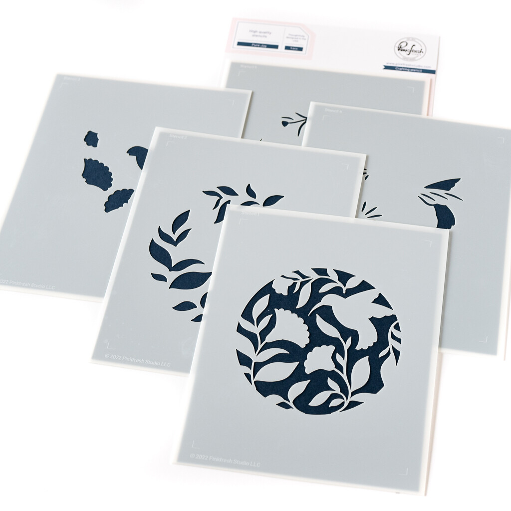 PinkFresh Studio - Pure Joy Collection - Pure Joy - Layered Stencil - 4.25&quot; x 5.25&quot; - 189623 - 5 pcs