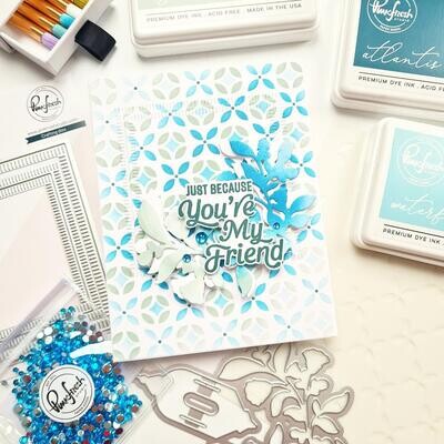 PinkFresh Studio - Pure Joy Collection - Geometric Tile - Layered Stencil - 212823 - 4 pcs