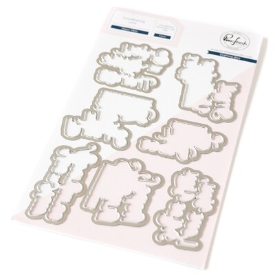 PinkFresh Studio - Pure Joy Collection - Happy Vibes - Sentiment Die Set - 240124 - 7 pcs