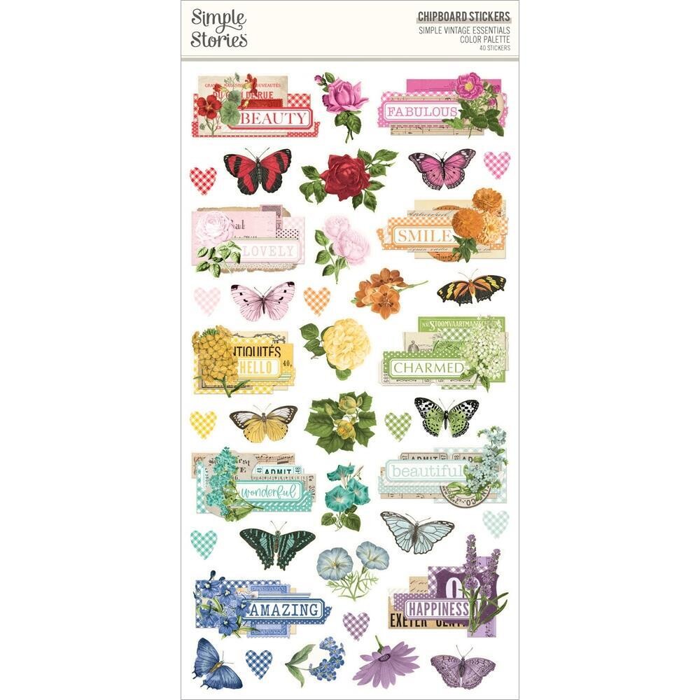 Simple Stories - Color Palette Collection - Chipboard - Stickers - 6&quot; x 12&quot; - SCVP22229 - 40 pcs
