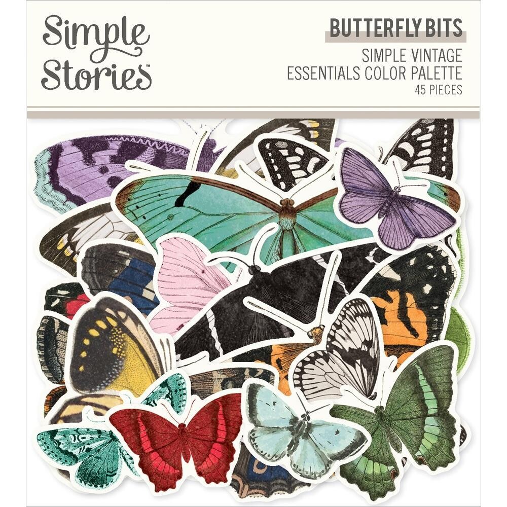 Simple Stories - Simple Vintage Color Palette Collection - Essentials Bits &amp; Pieces - Butterfly - Die Cuts - SCVP22231 - 44 pcs