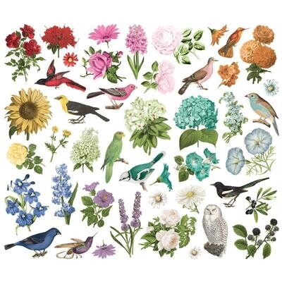 Simple Stories - Color Palette Collection - Die Cuts - Bits &amp; Pieces - Floral &amp; Birds - SCVP22232 - 45 pcs