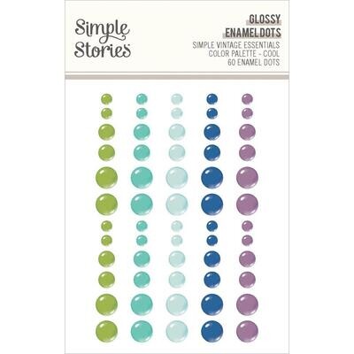 Simple Stories - Color Palette Collection - Enamel Dots - Cool - Glossy - SCVP22243 - 60 pcs