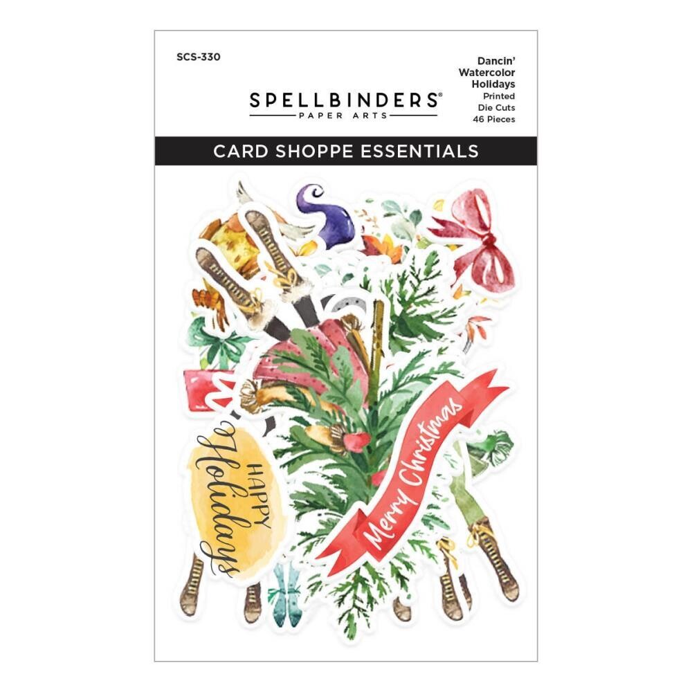 Spellbinders Paper Arts - Printed Die Cuts - Dancin Watercolor Holidays - SCS-330 - 48 pcs