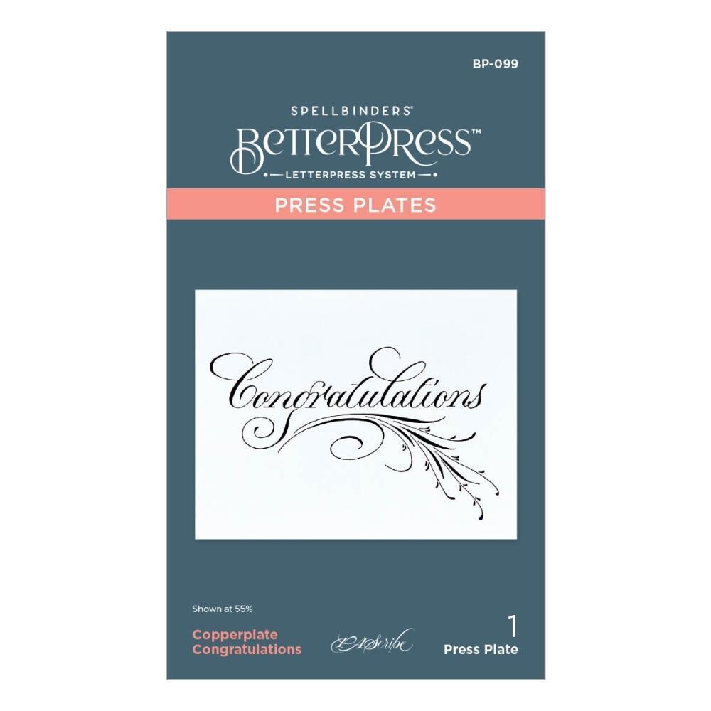 Spellbinders Paper Arts - Betterpress - Press Plate - By Paul Antonio - Congratulations - BP-099