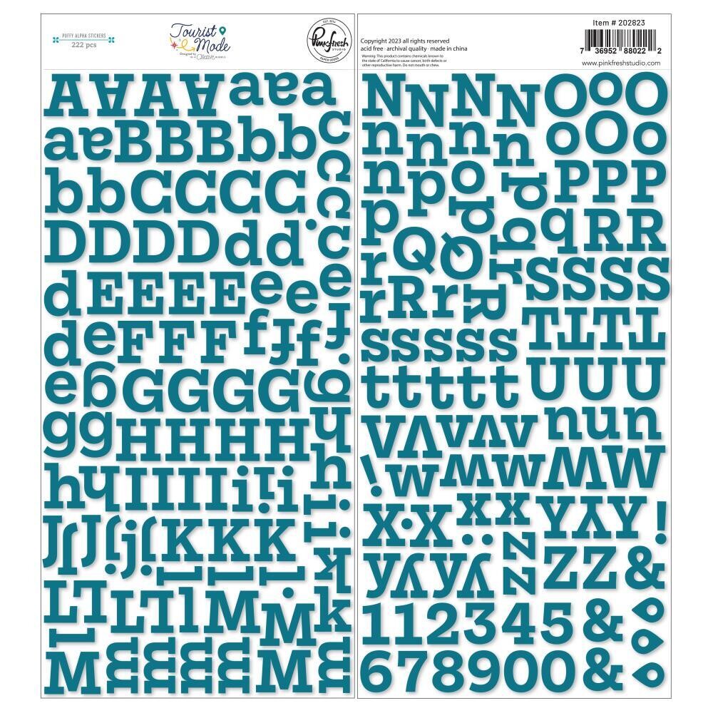 PinkFresh Studio - Tourist Mode Collection - Puffy Alphabet Stickers - 202823 - 222 pcs