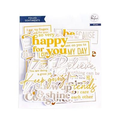 PinkFresh Studio - Die Cuts - Foiled Sentiments - 143122 - 42 pcs