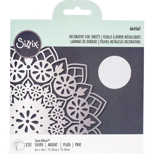 Sizzix Effectz - Deco Foil - Silver - 6&quot; x 6&quot; -  664567 - 10 Sheets