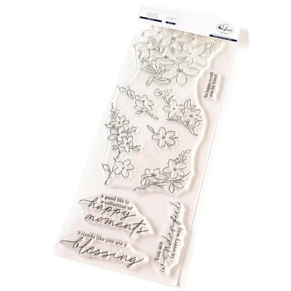 PinkFresh Studio - Artsy Floral Collection - Sakura - Clear Polymer Stamp - Slimline - 4&quot; x 12&quot; - 240324 - 4 pcs - Due End May