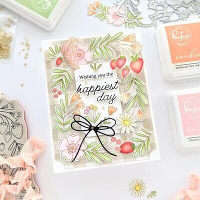 PinkFresh Studio - Artsy Floral Collection -  Berries &amp; Blossoms - Die Set - 220024 - 1 pce