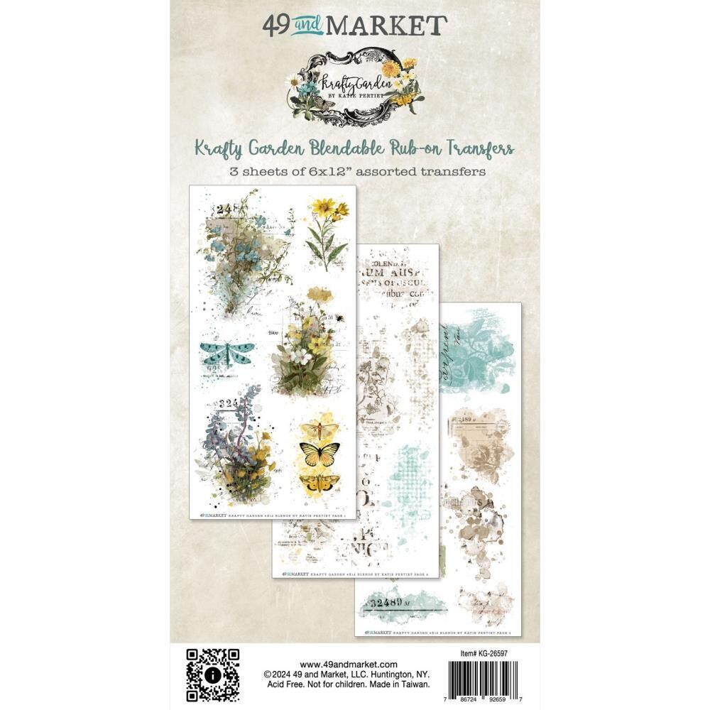49 &amp; Market - Krafty Garden Collection - Rub On Transfer Set - Blendables - 6&quot; x 12&quot; - KG26597