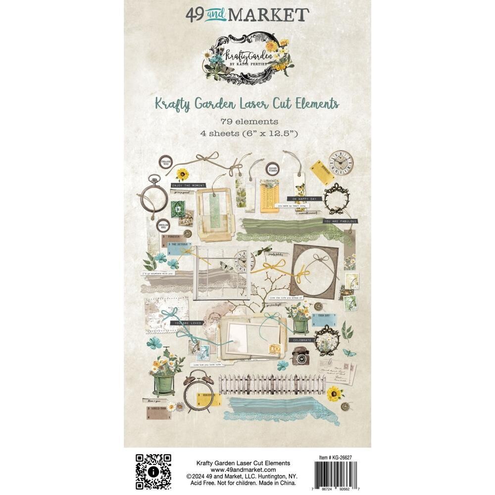 49 &amp; Market - Krafty Garden Collection - Laser Cut Outs - Elements - KG26627 - 79pcs