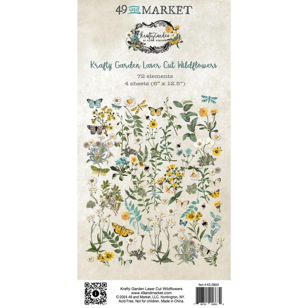 49 &amp; Market - Krafty Garden Collection - Laser Cut Outs - Wildflowers - KG26634 - 72pcs