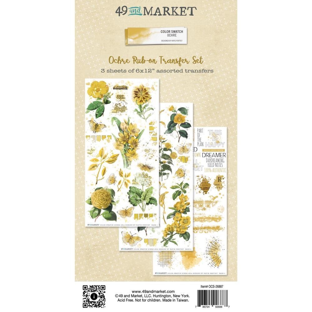 49 &amp; Market - Colour Swatch Collection - Ochre - Rub On Transfer Set - OCS26887