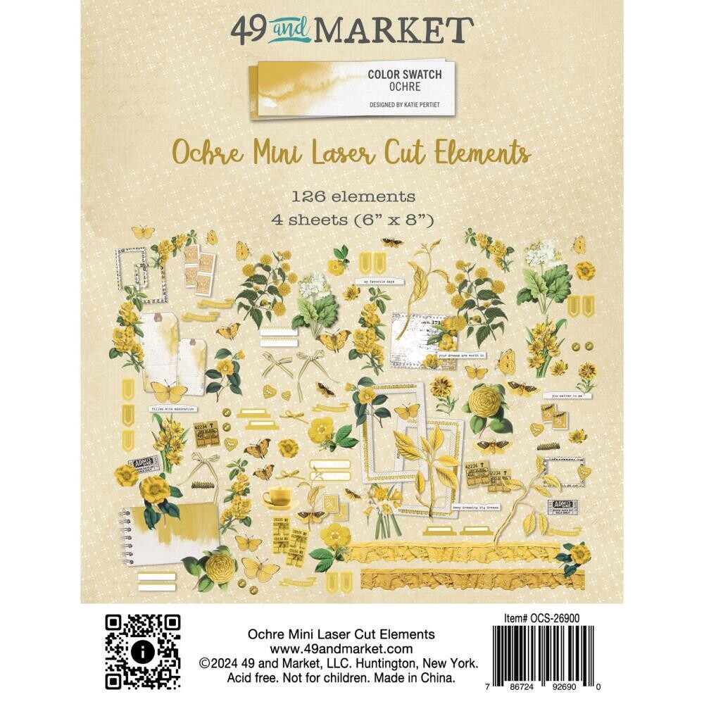 49 &amp; Market - Color Swatch Collection - Ochre - Mini Laser Cut Outs - OCS26900- 126 pcs