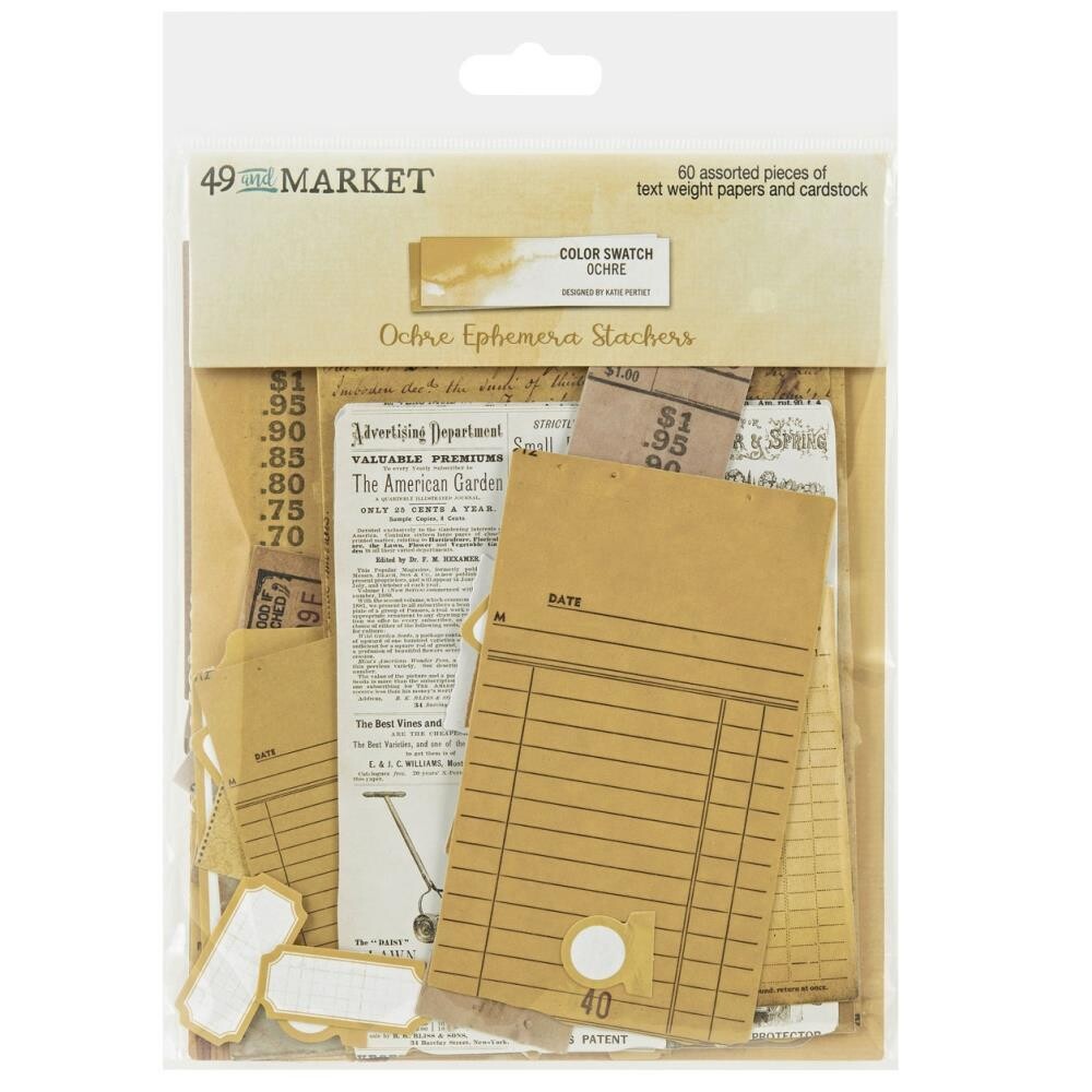 49 &amp; Market - Colour Swatch Collection - Ochre - Ephemera Stackers - OCS26917 - 60pcs